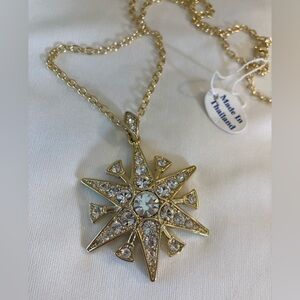 Bright & Shining Star with Crystals Pendant  Necklace